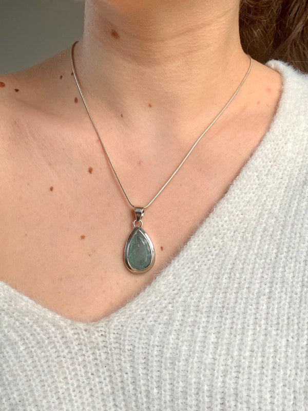 Aquamarine Ansley Pendant - Medium Teardrop - Jewels & Gems